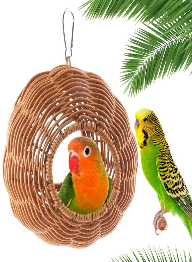 VTurboWay Bird Rattan Nest Chew Resistant Nest Hanging House Parrot Breeding Hideout for Bird Parrot Cockatiel Budgie Parakeet Finch Canary (Double Entrance) - Image 1